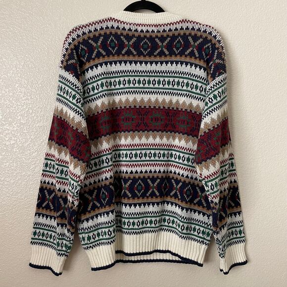 Vintage Sears Sweater Mens Medium Fair Isle Nordic Fisherman 90s Christmas Xmas - Picture 8 of 11